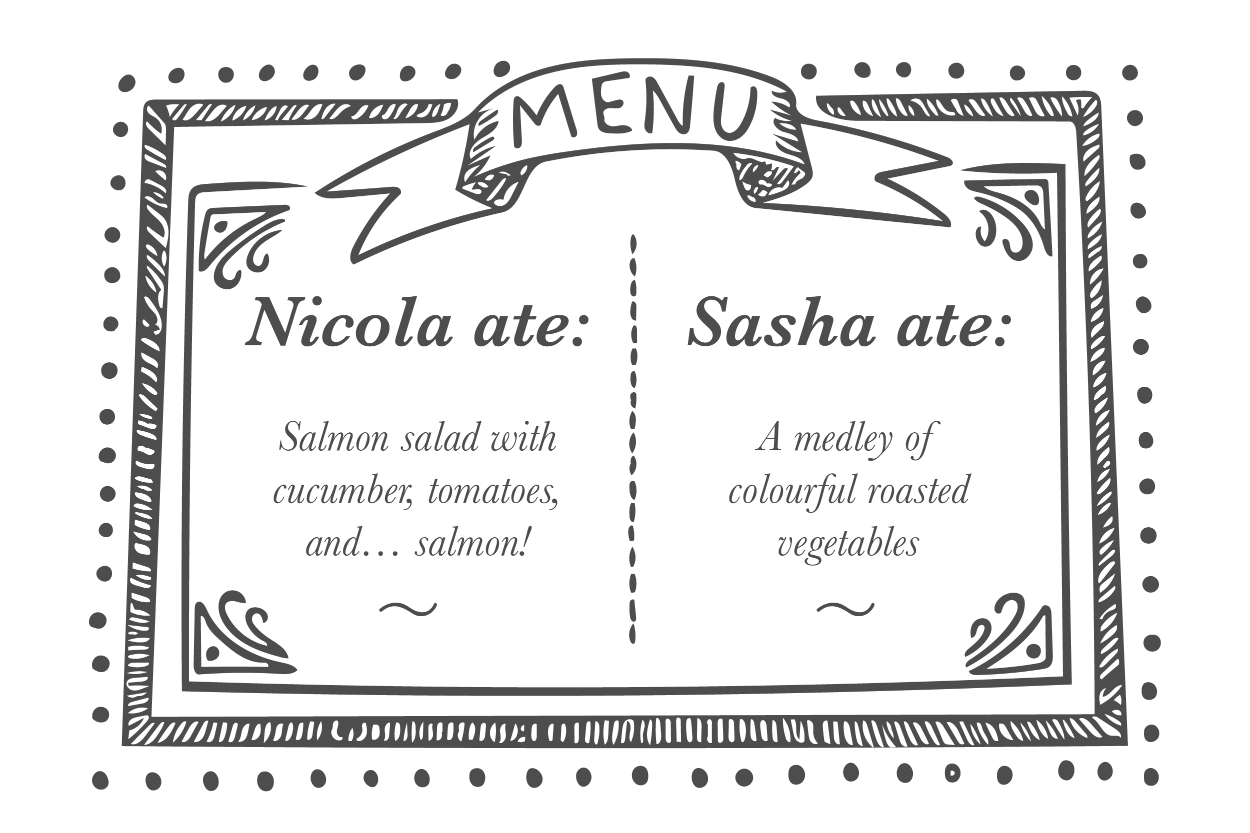 Nicola's lunch menu